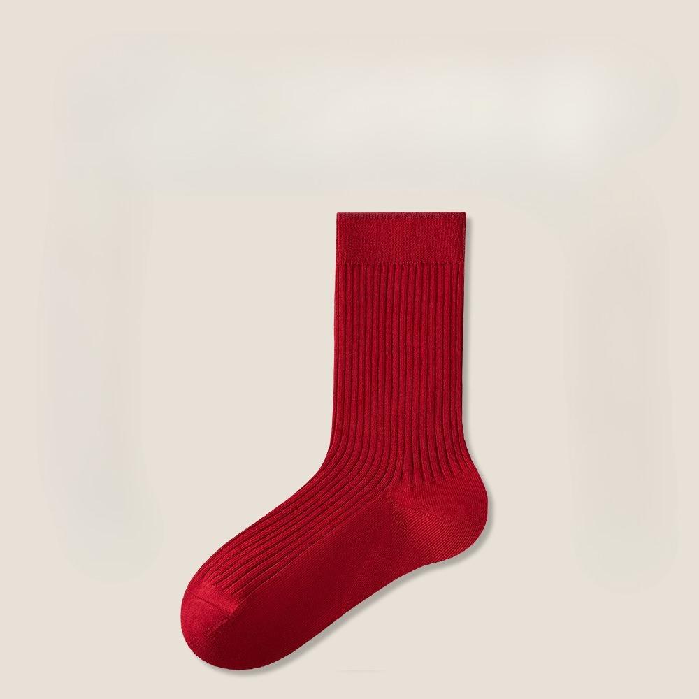 Ladies Autumn and Winter Cotton New Year Benming Year Tube Red Socks