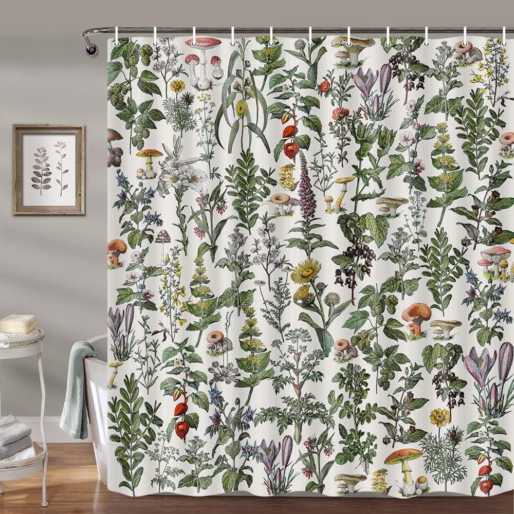 Curtains for Bathroom Pink Watercolor Peonies Decorative Bath Curtain Aesthetic Flowers and Green Leaves Art Bath Set Bathroom