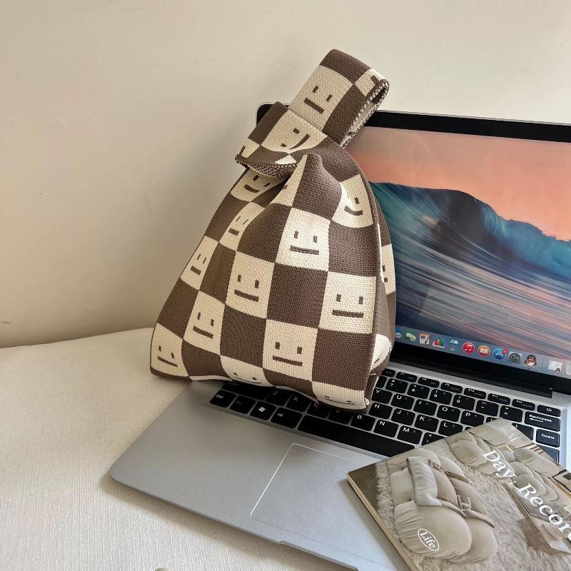 Square Rhombus Rhombus Stripe Geometric Knitted Gift Bag Handbag Handbag Handbag Tote Bag