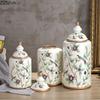 Vintage European Flower and Bird Ceramic Storage Jar Vase Decoration Porcelain Art Crafts Tea Coffee Beans Candy Storage Jar New