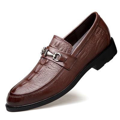 Embossed Crocodile Pattern Invisible Inner Height Increase 4.5CM Business Casual Dress Leather Shoes Men's Shoes