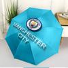 Manchester City FC Print Automatic Open Close Umbrella, Portable Foldable Umbrella, for Outdoor Commute Camping Trip, Ideal Birthday Gift