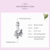 WOSTU Fashion 925 Sterling Silver Rooster Beads Animal Charms Original Pendant For Women Jewelry