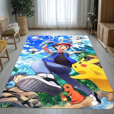 Kawaii Pokemon Pikachu Tegneserie Stue Skridsikker Områdetæppe Blødt Tæppe til Soveværelse Børneværelse Sofa, Boligindretning Dørmåtte Gave