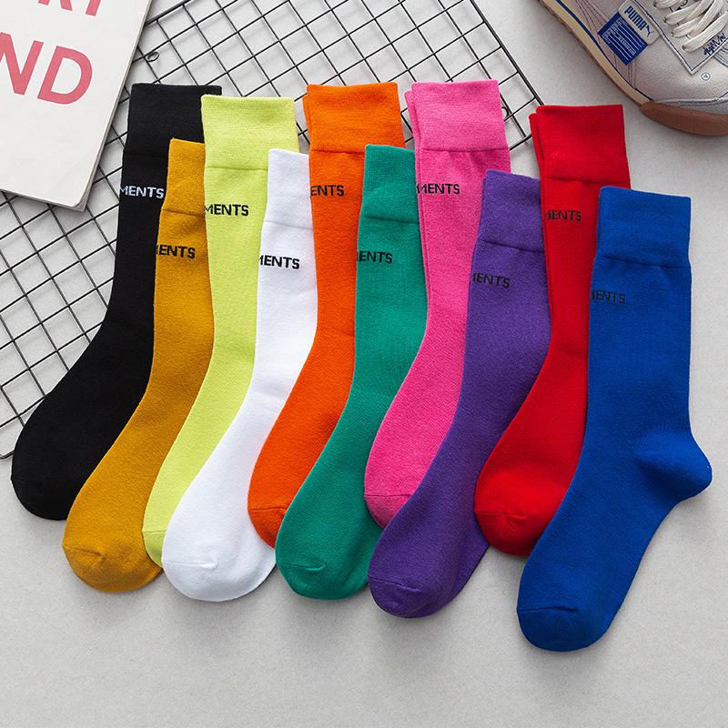 Zhuji Women's Korean Style Letter Print Mid-Calf Socks - Trendy College-Style for Spring and Autumn