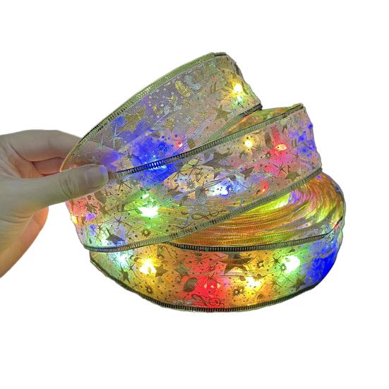 Yousheng Christmas Tree Ribbon String Lights Battery Powered Fairy Lights Christmas Ribbon Bow Light for Indoor Outdoor Xmas Wedding New Year Holiday