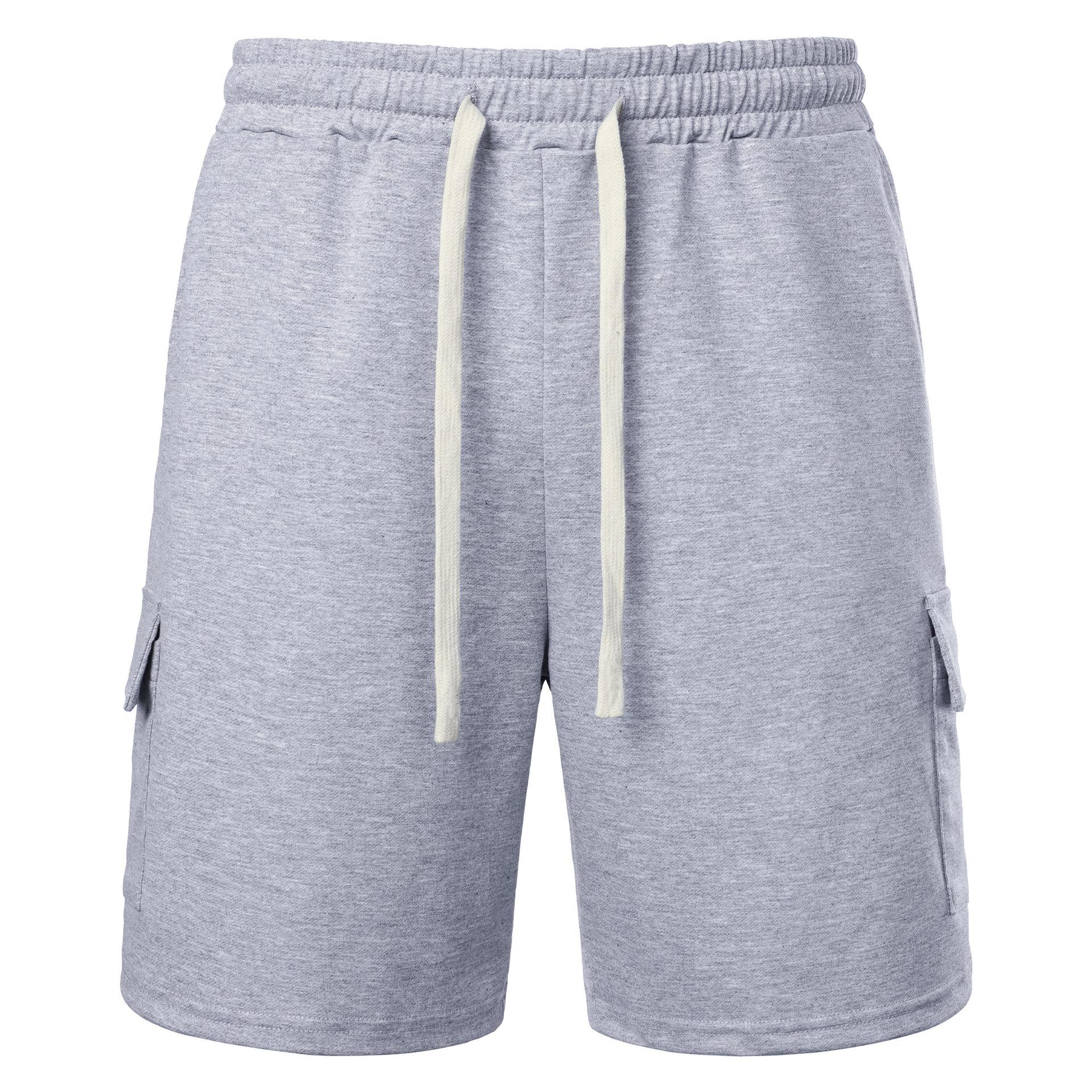 

Summer Men s Casual Multi Pocket Shorts Solid Color Men s Five Quarter Pants XXL сірий