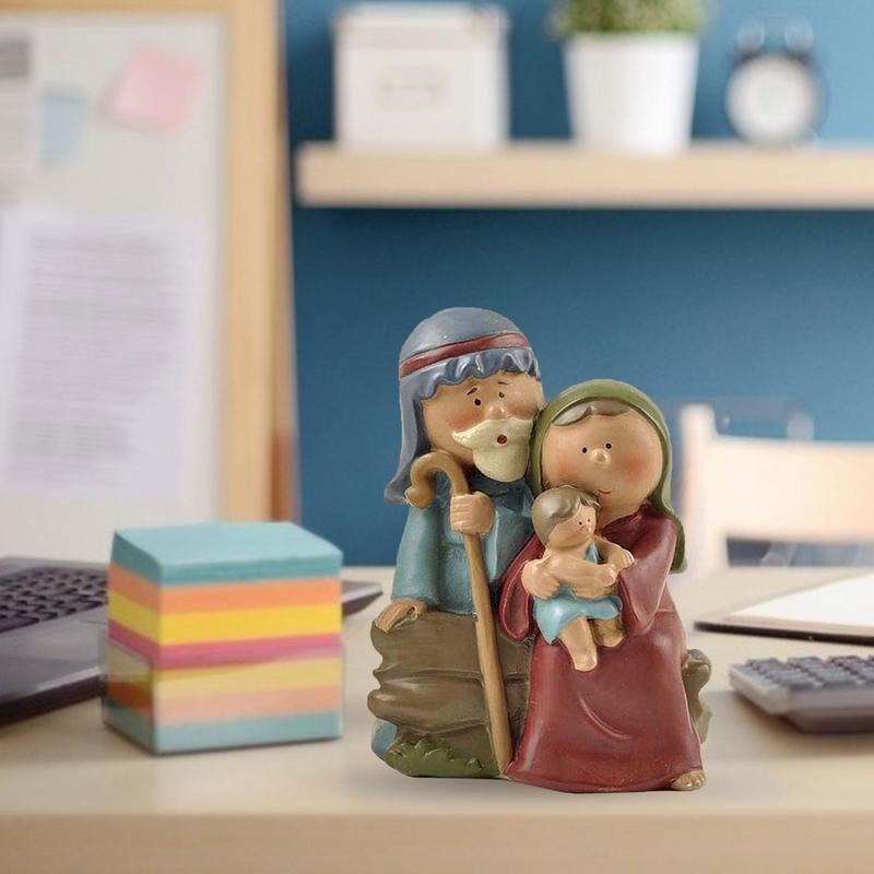 Nativity scene decorations Holy Family Figurine Statue Resin Figurine Christmas Table Decoration Craft Nativity Scene Home Decor