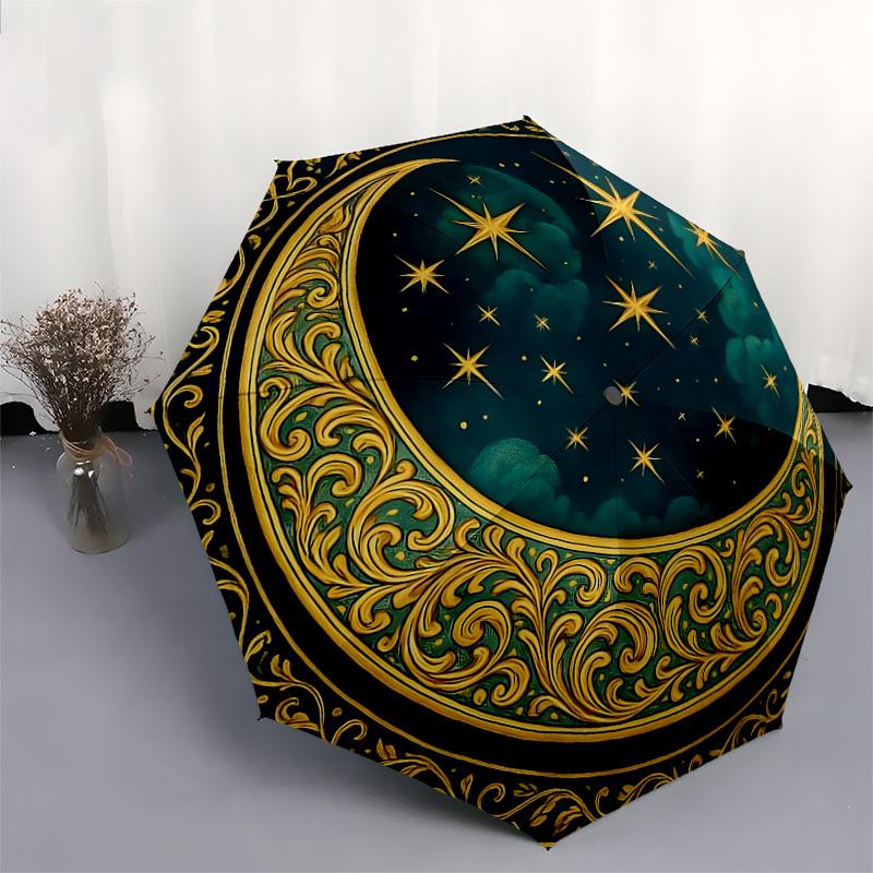 1pc Celestial Ornament Design Umbrella with Plastic Handle,Suitable for All Seasons Home Travel Outdoor UmbrellaDD1338