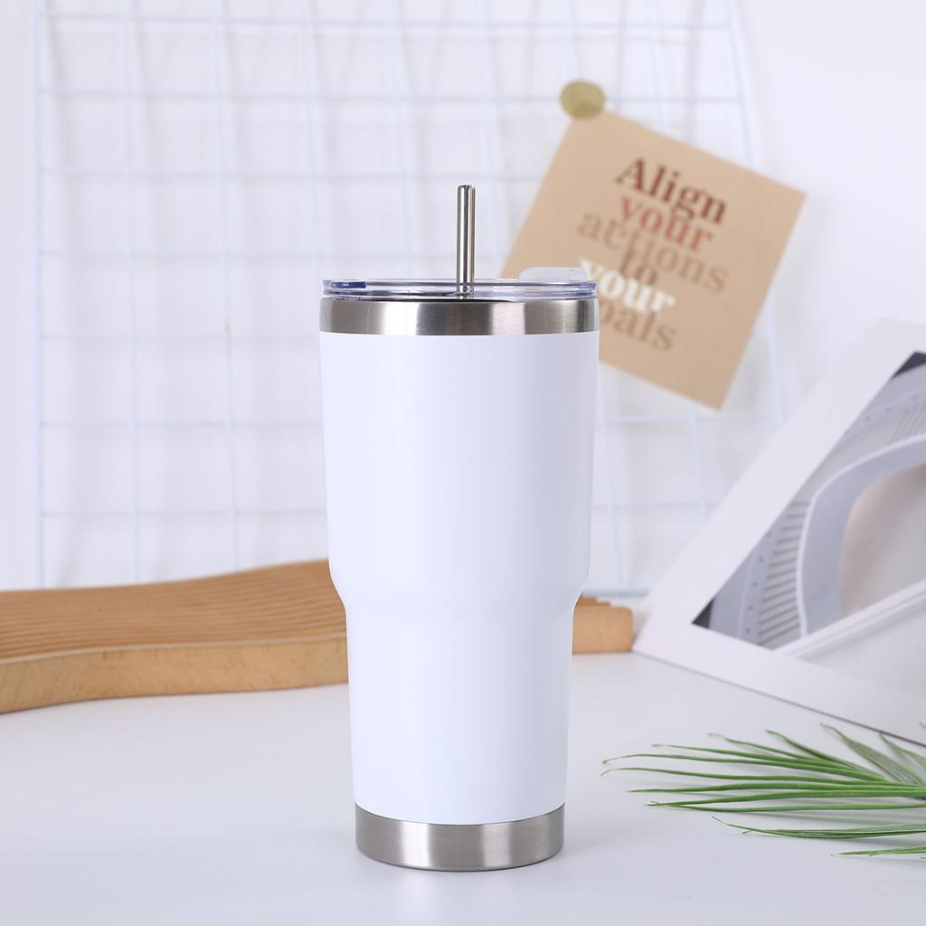 New 20oz Bingba Cup Double-layer vacuum with straw car cup Outdoor car portable 304 thermos cup