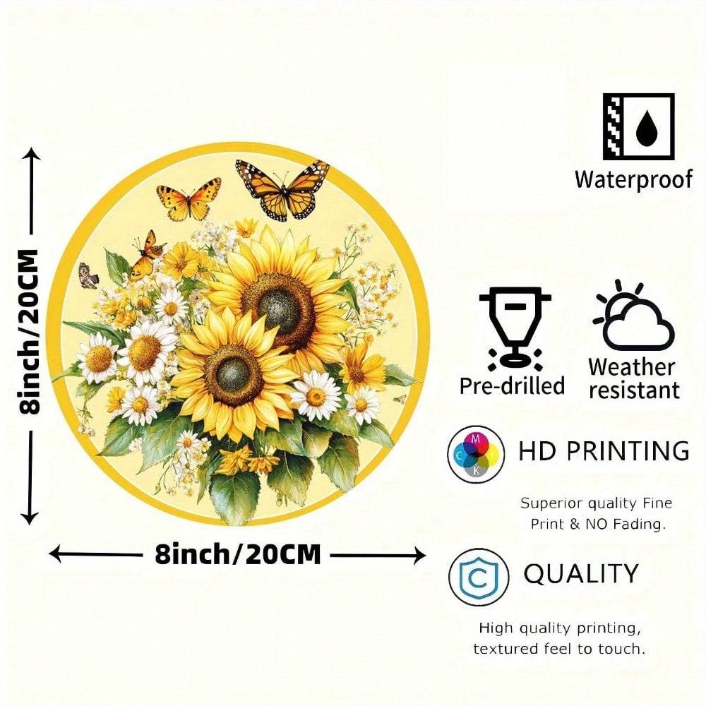 Vintage Sunflower Butterfly Metal Wall Art Rustic Farmhouse Home Decor 20x20 разноцветный