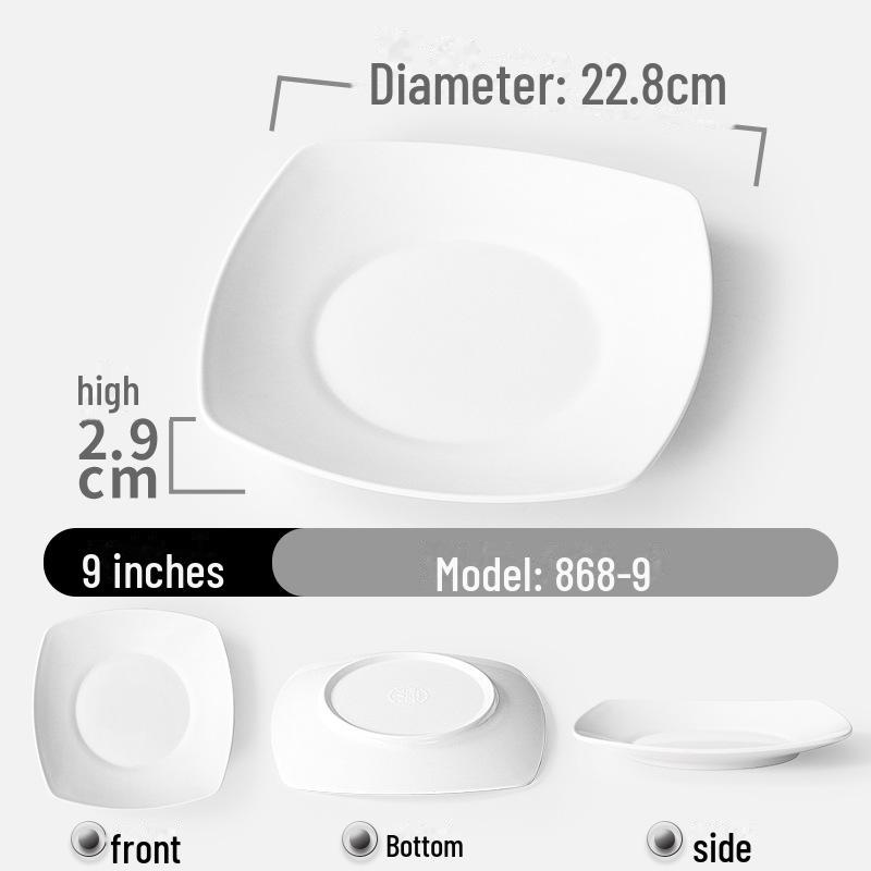 Shatter-Resistant Melamine Square Plate - Durable Imitation Porcelain for Restaurants and Hotels.