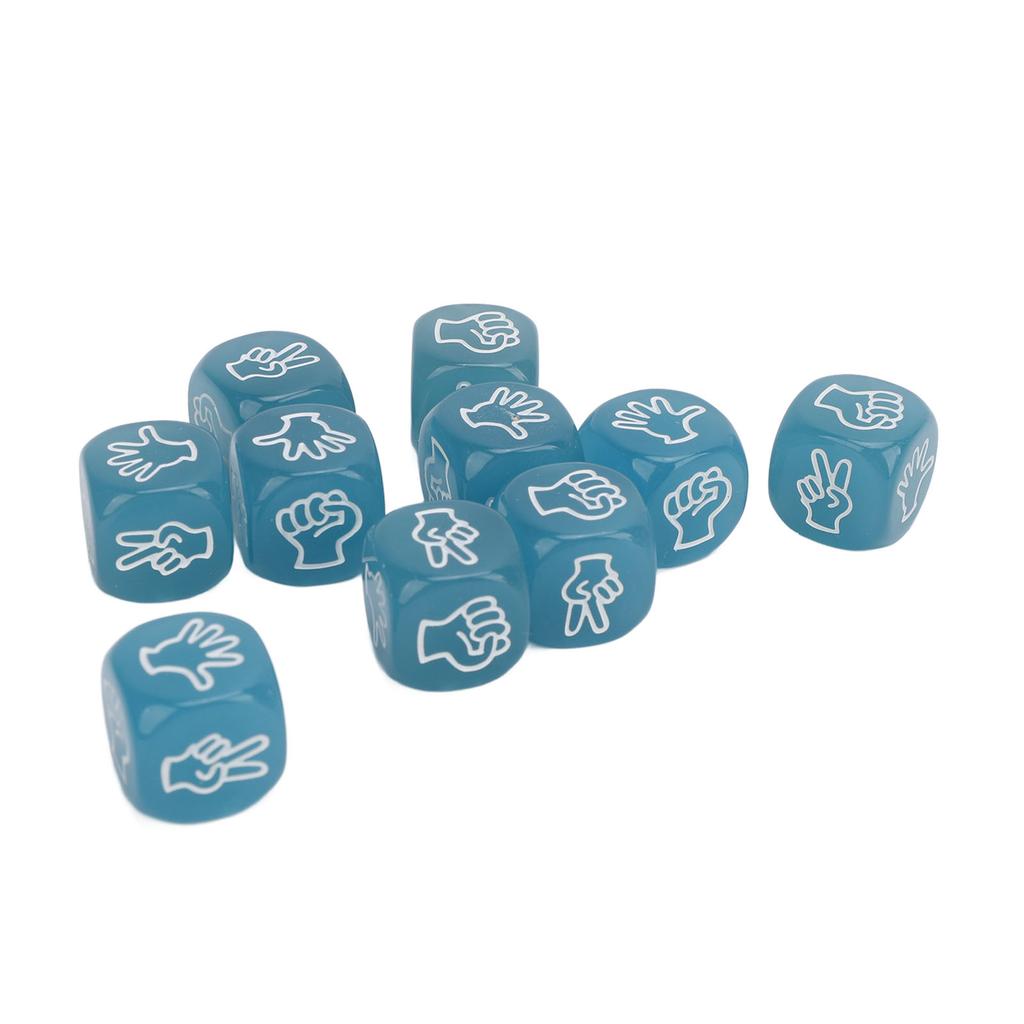 10pcs Finger Guessing Dice Luminous 6 Sided Lightweight Rock Scissors Paper Dice Set for Board Game