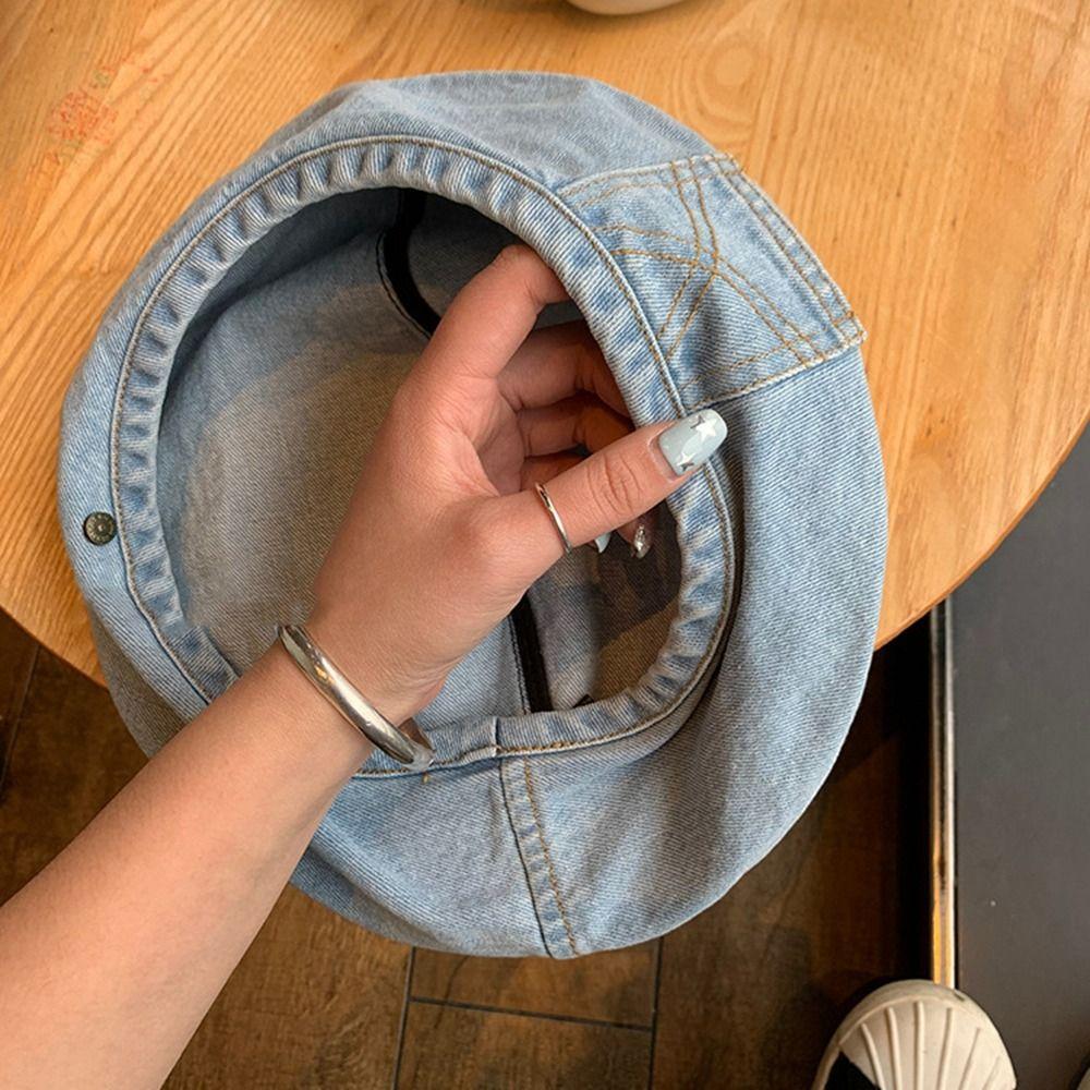 Warmth Denim Beret Korean Style Octagonal Hat Casual Painter Hat  Travel