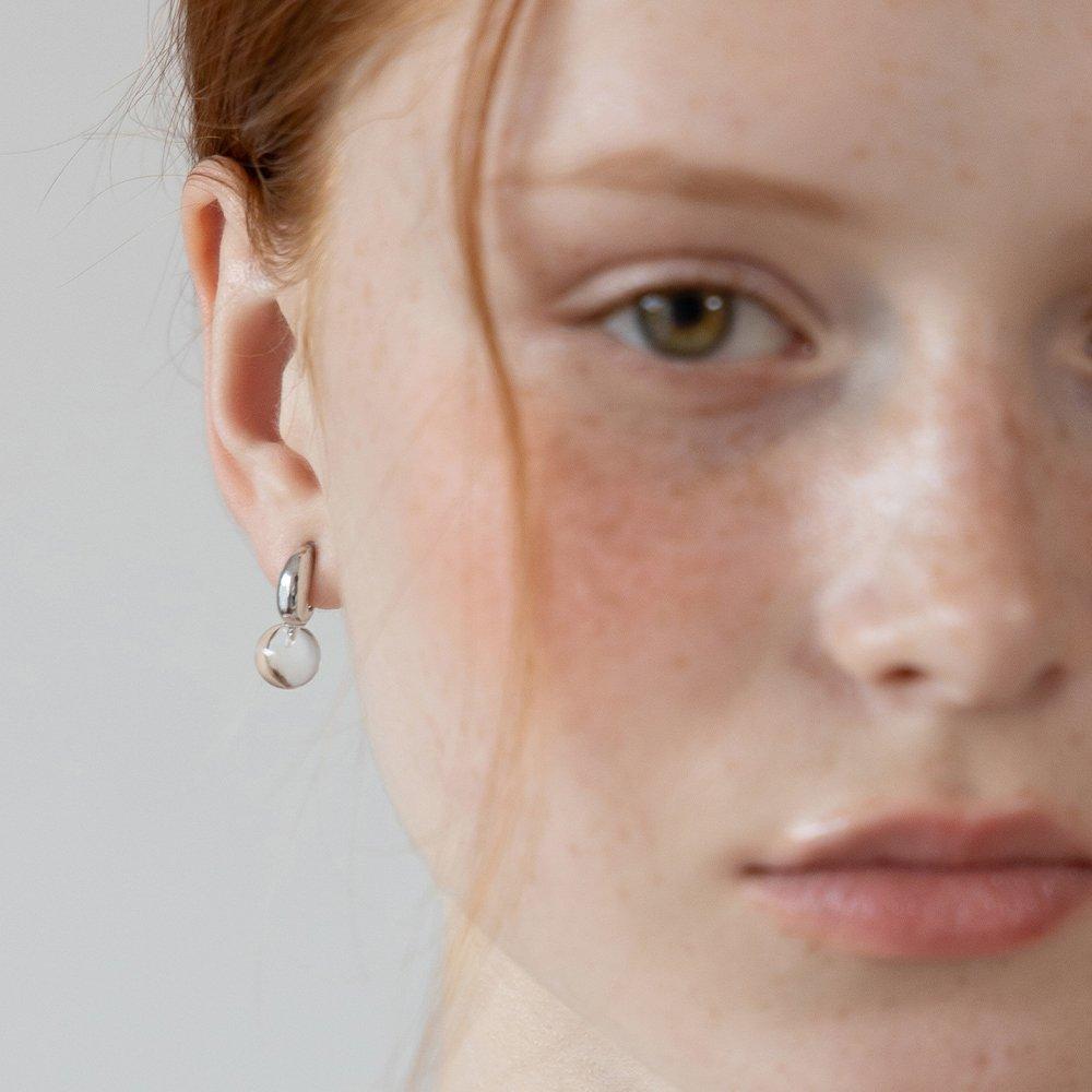 (925 Silver) Crescent Clear Quartz Earrings Ec3237