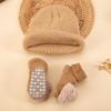 European Style Cartoon Bear Knit Set Baby Beanie Hat with Matching Socks Cute Animal Winter Gift for Infant Photography Props