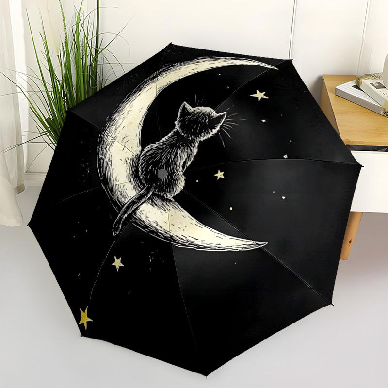 1pc Moon Cat Automatic Open/Close Umbrella Compact Folding Umbrella, All-Season Portable Umbrella for Women/Men F1124265