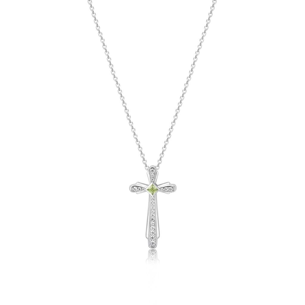 August Birthstone Peridot and Pendant Necklace Sterling Silver Necklace Gift for Women Birthday [AWNL] Women's Mother's