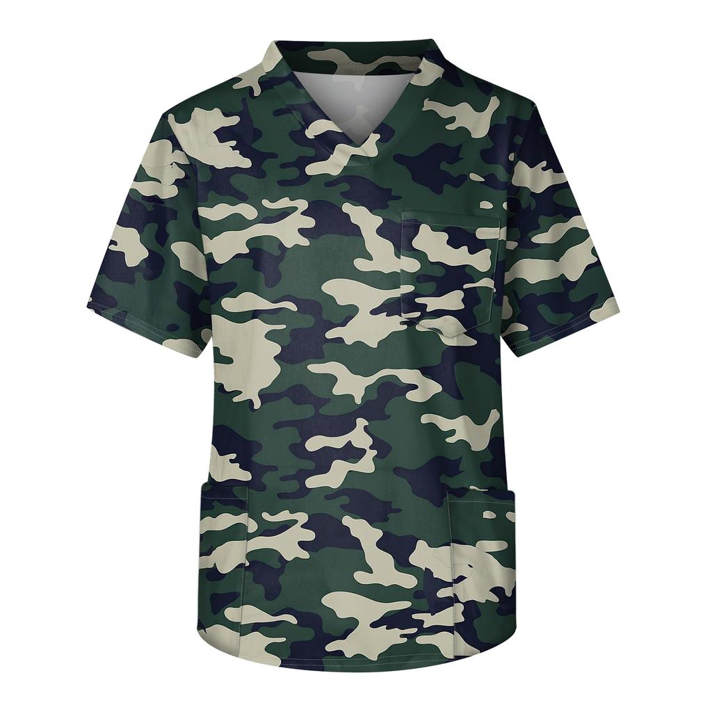 Pánská pracovní halenka s krátkým rukávem a výstřihem do V na hrudi