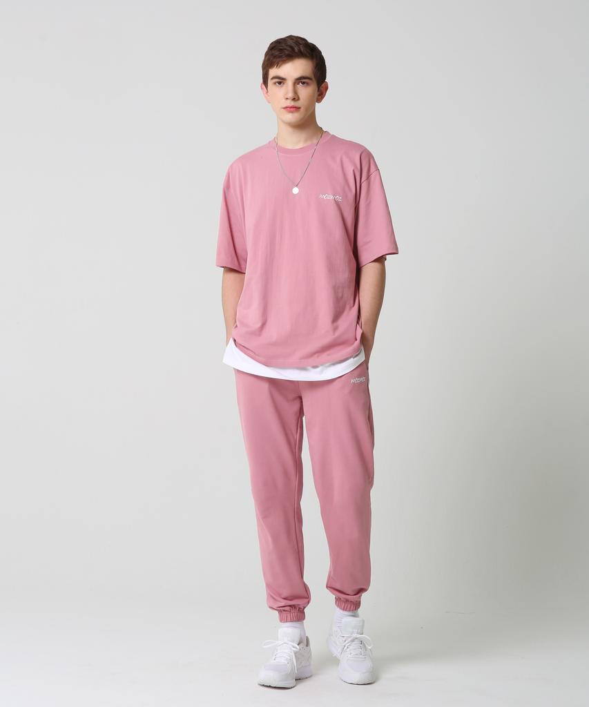 MOZMOZ [Set] 5-Color Chip Short Sleeve Jogger Tracksuit Set Plus Size
