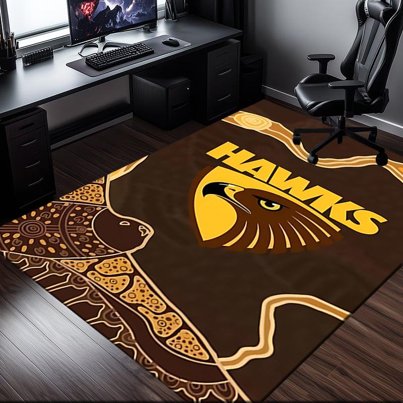 Hawks Team Spirit Rug Office Carpet Non-Slip Mat, Chair Rug Floor Covering for Gaming, Bedroom, Living Room , Home Decor Christmas Gift