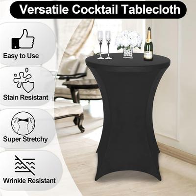 Einfarbige Tischdecke aus Spandex, Cocktail-Tischdecken, Party, Bar, Hochzeit, Geburtstag, Bankett, runde Highboy-Stretch-Tischdecken