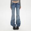 Spring Autumn Women's Retro Micro Flare Jeans High Waist Long Cotton Stretch Denim Rock Grey Elastic Slimming Hoof Pants
