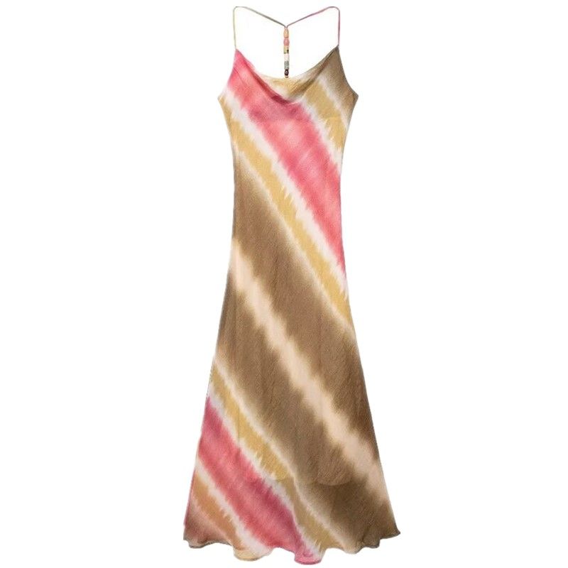 Western Style 2024 Summer New Women's Sling Tie-dye Underwear Midi Dress 9878128