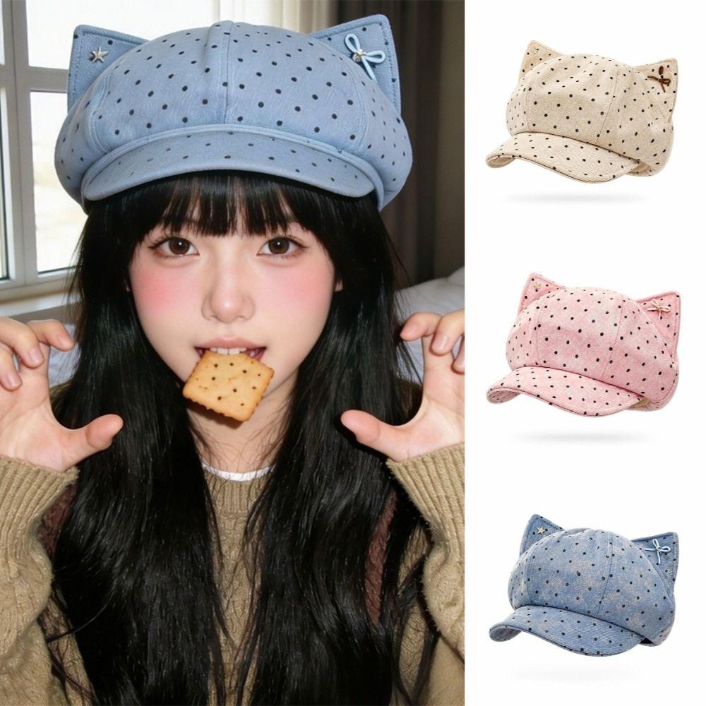 Star Denim Beret Cap Bowknot Newsboy Caps New Baseball Hat Women