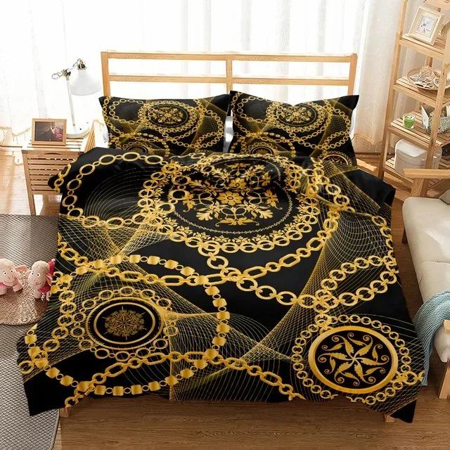 Set da letto di lusso con motivo barocco dorato Set copripiumino singolo matrimoniale queen size king size Set copripiumino per regalo Biancheria da letto
