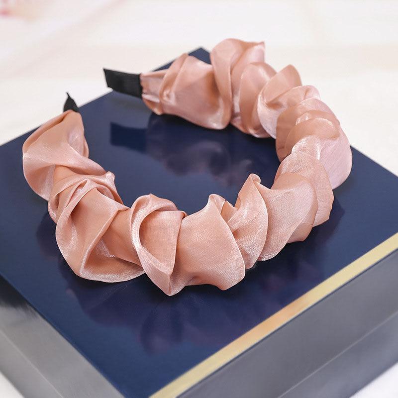 Fashion Women Hair Accessories Headdress Pleated Solid Color Headband Hairband