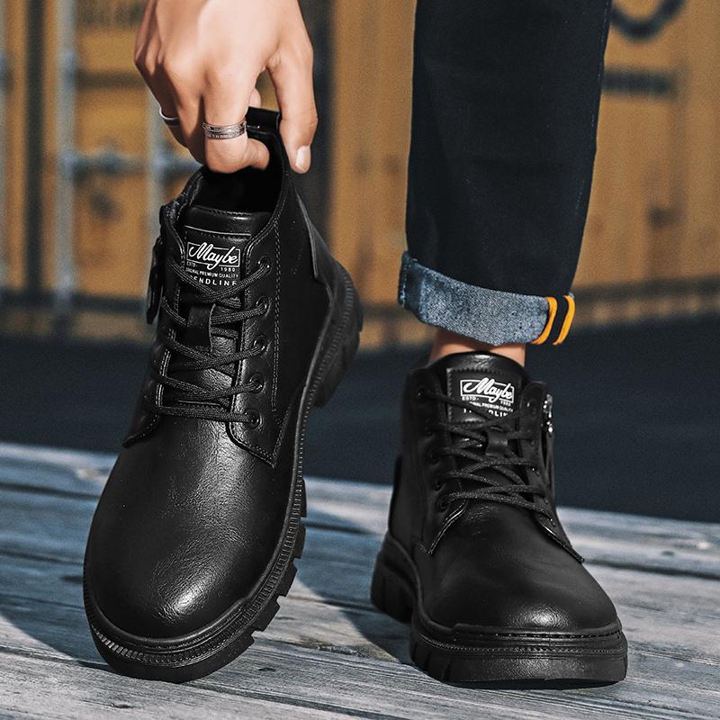 2024 Men's Vintage Work Shoes Autumn and Winter Thick Soled High Non Slip Casual Leather Boots Chelsea Desert Waterproof Boots