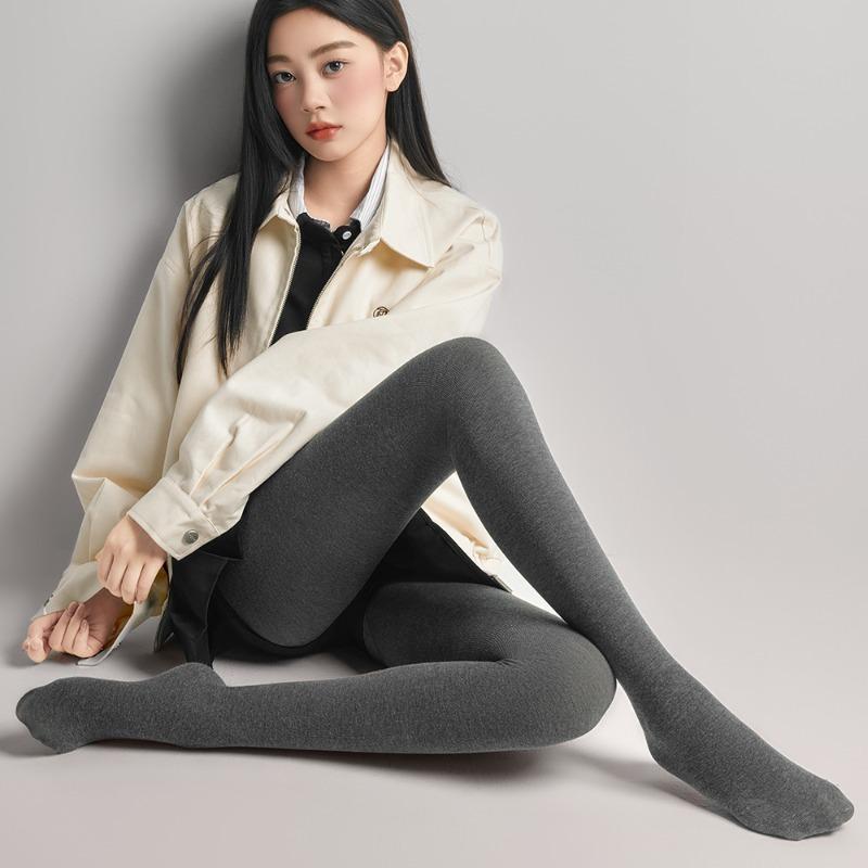 Kave Women Grey Knitted Tights Autumn Basic Opaque Pressure Pantyhose Streetwear High Waist  Stocking Leggings Y2K Gray Hosiery