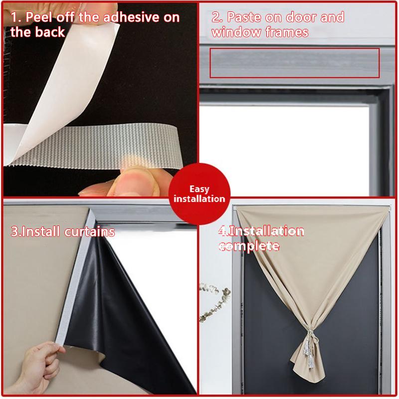 No Drill Easy Install 100% Blackout Short Curtains Kitchen Thermal UV Proof Windows Curtains Cover Privacy Flim Cloth Home Decor