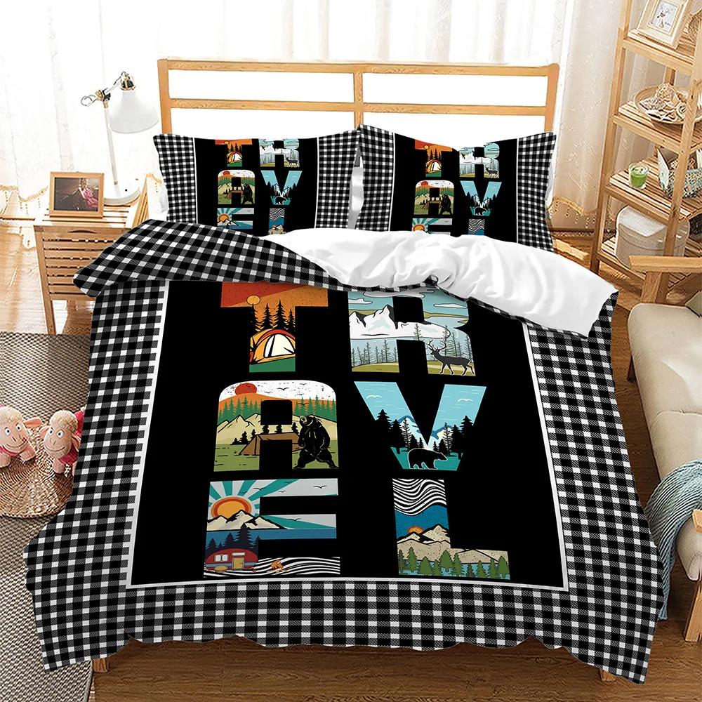 

Happy Camper Bedclothes Cartoon Touring Car Bedding Set Summer Single Queen Twin Full Size Duvet Cover Adults Teens Bed Linen US Full200x229cm