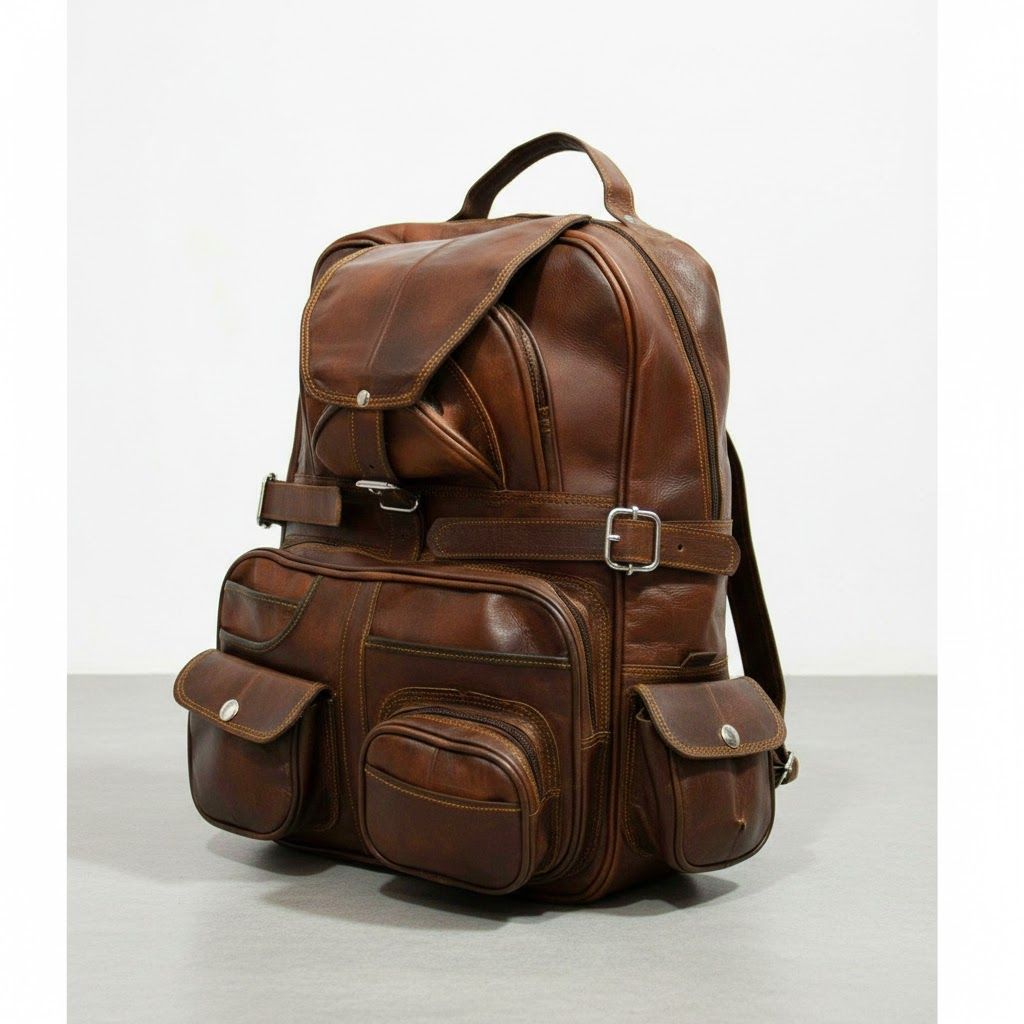 Umweltfreundlicher, luxuriöser Vintage-Lederrucksack für Herren, Schultertasche, Aktentasche