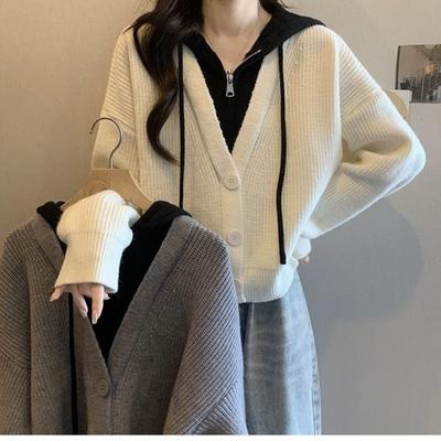 Hooded Sweater Jacket New Trend Short Slimming Autumn and Winter Knitted Cardigan Top for Women
