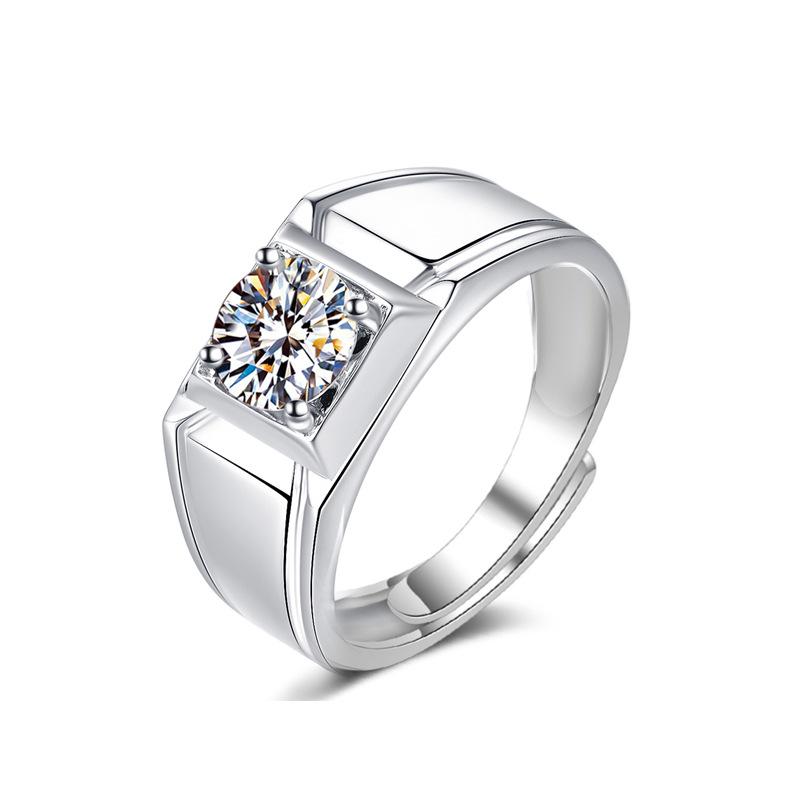 

Men s Adjustable Moissanite Ring: Korean Style, Trendy White Gold, Open Design Adjustable Open