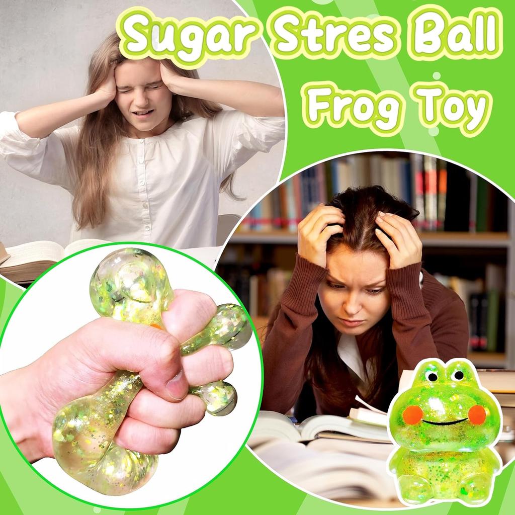 Squishy Frog Stress Balls Stretchy Squish Ball Sensory Squeeze Fidget Toys Stress Relief Balls for Kids Anxiety Relief Gifts