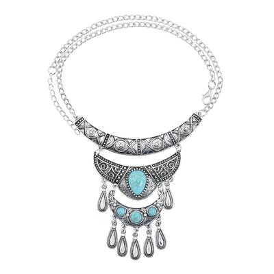 Vintage Stone Pendant Necklace for Women Bohemian Party Jewelry Gift