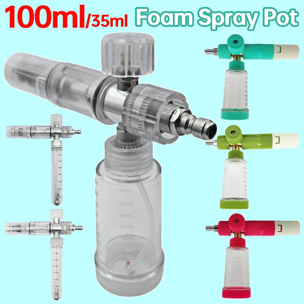Water Foam Pot 35ml/100ml Liquid Foam Sprayer Bottle with 1/4'' Quick Connector Adjustable Pressure Foam Spray Pot for Car Wash