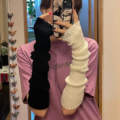 1 Paar lange fingerlose Handschuhe für Damen, Winter, wärmer, gestrickt, Armmanschette, Mädchen, Punk-Gothic-Handschuhe