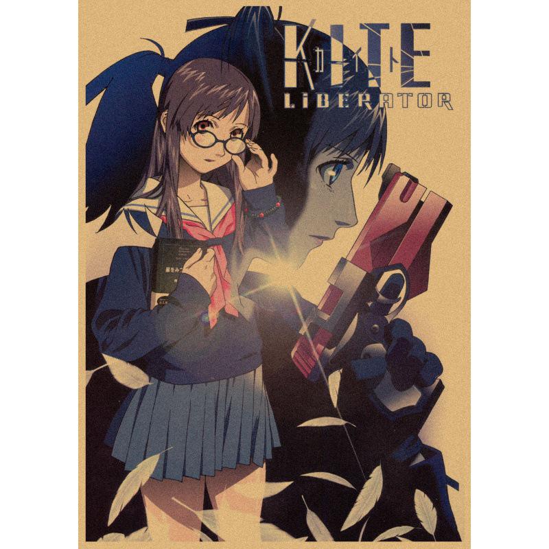 Großes japanisches Anime-Poster - Yoshiyuki Sadamoto Girl Killer Retro Kraft Wandkunst