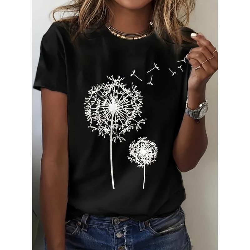 Summer Round Neck 3D Fashionable and Minimalist Print Top Fashionable Casual Short Sleeved Women's T-shirts
