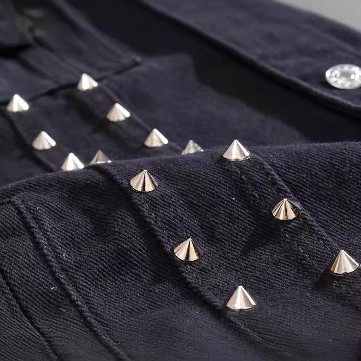 Men's Black Studded Denim Vest - Trendy Korean Style Plus Size Waistcoat