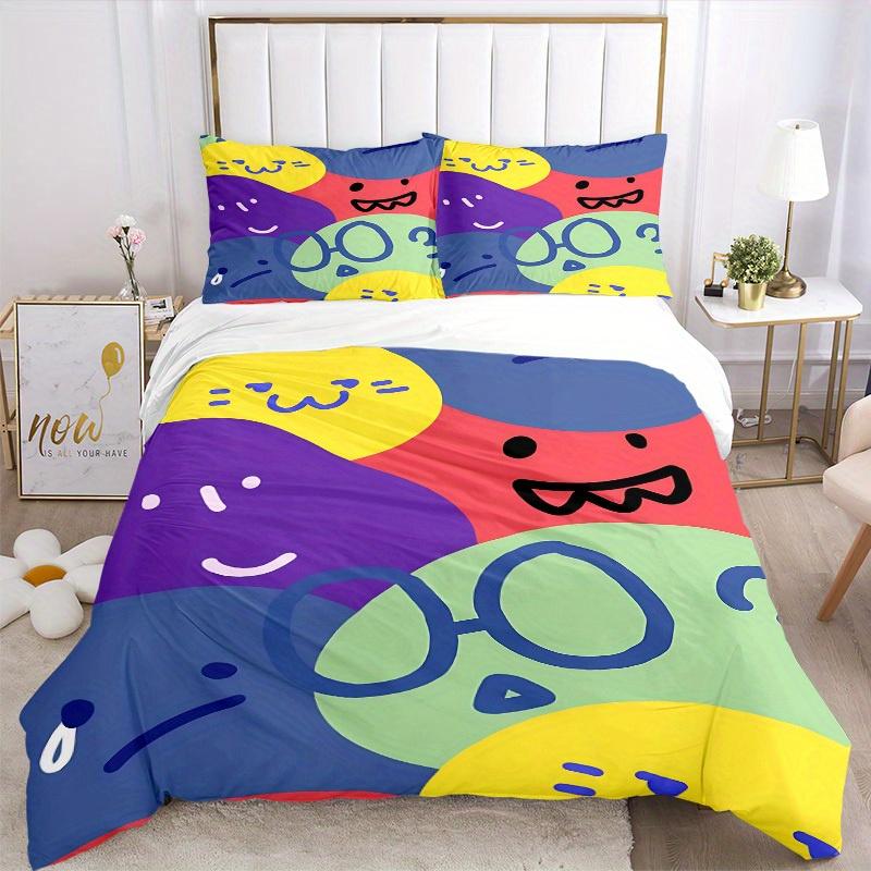 3pcs Colorful Faces Bedding Set, Breathable and Soft, Suitable for All Seasons, Ideal for Home Use, Suitable for Bedroom Decor yy250821226