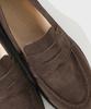 Firenze Atelier Standard U-Tip Suede Penny Loafers 4050-Qs [Dark Brown]