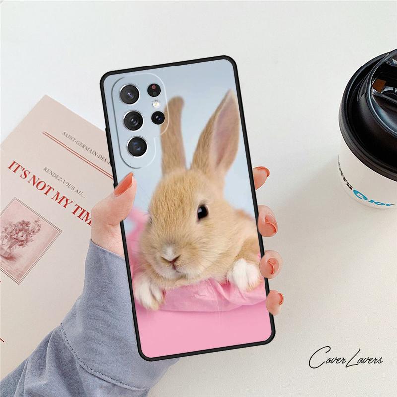 Bunny Rabbit Night Sky Moon Phone Case For Samsung Galaxy S24 S25 S23 S22 Ultra Note 10 20 Plus S20 S21 FE Cover