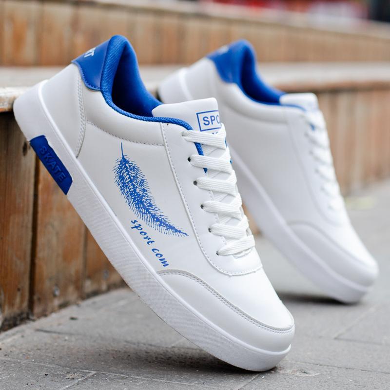Spring and Autumn Solid Color Round Head Leaf Print Student Casual Shoes Men's Breathable Commuting Comfortable Flat Shoes