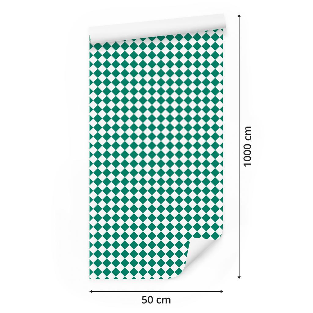 Geometric rhombus wallpaper in teal and white for living room and bedroom 50x1000
